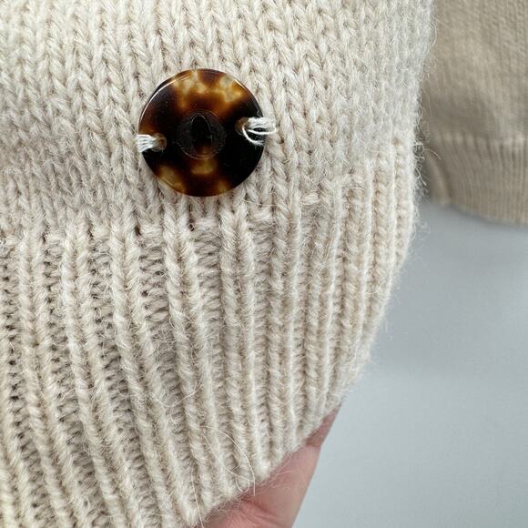 ottod'Ame Wool Blend Fringe Detail Sweater Sz 8 Beige Relaxed Boho Quiet Luxury - Picture 6 of 12